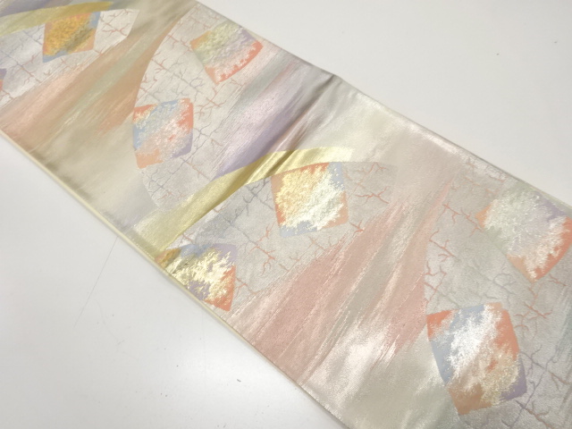 JAPANESE KIMONO / ANTIQUE FUKURO OBI / SILK / WOVEN SHIKISHI PATTERN